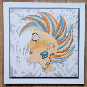 Photo de la décoration murale "La punkette", carreau de céramique peint à la main