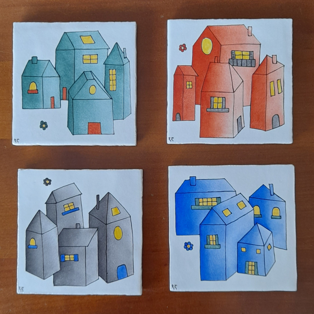 Lot de 4 maisons monochromes